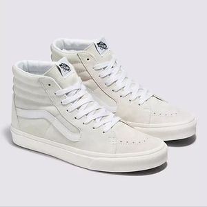 Vans SK8-HI PIG SUEDE SHOE new white high top skate shoe size 8 men 9.5 women